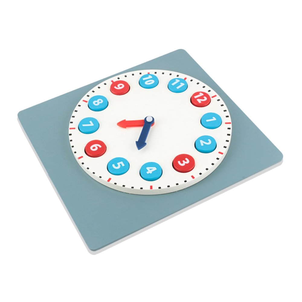 HANABASS Wooden Clock for Educational and Shape Learning Montessori Early Developmental Tool for Recognition and Hand Eye Coordination Design