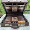 18-inch Premium Leather Backgammon Set for Adults Crocodile Pattern Faux Leather Covering Vintage Board Game Bag Gift for Dad, Husband, view 1