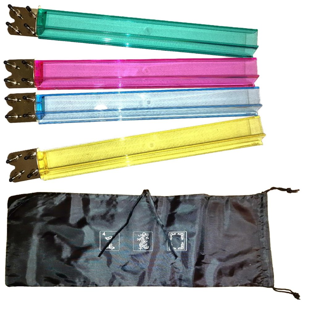 Mahjong Mahj Mah Jong American Western Standard Racks with Money Chips Holder Set of 4 and Bag, one Day Shipping from USA