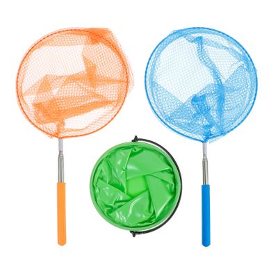 GALPADA 3pcs Boy Girl's Bug Catching Nets Stainless Steel Telescopic Fishing Net Toys for Outdoor Playset