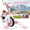 5-in-1 Toddler Tricycle with Lights & Music, Adjustable Push Kids Bike for 1-5 Year Olds, Toddler Balance Bike & Tricycle for Boys & Girls, Birthday Gift for 1 2 3 4 5 Year Old Kids (Pink) view 3