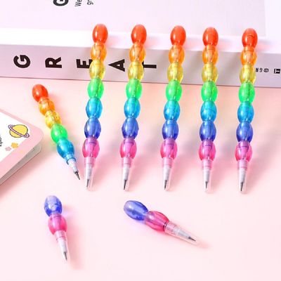 Acfun 12pcs Stackable Pencils Plastic Bubble Shaped Pencils 7 in 1 Stacking Colored Pencil