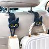 2PCS 3D Cartoon Cat Car Seat Headrest Hooks  Universal Hangers for Handbags, Coats & Accessories, Cute Organizer (4Pcs White) view 4