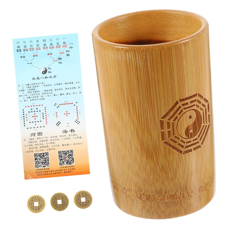 Abaodam Divination Game Pot Bamboo Fortune Pot Chinese Props Coins Sticks for Home Temple