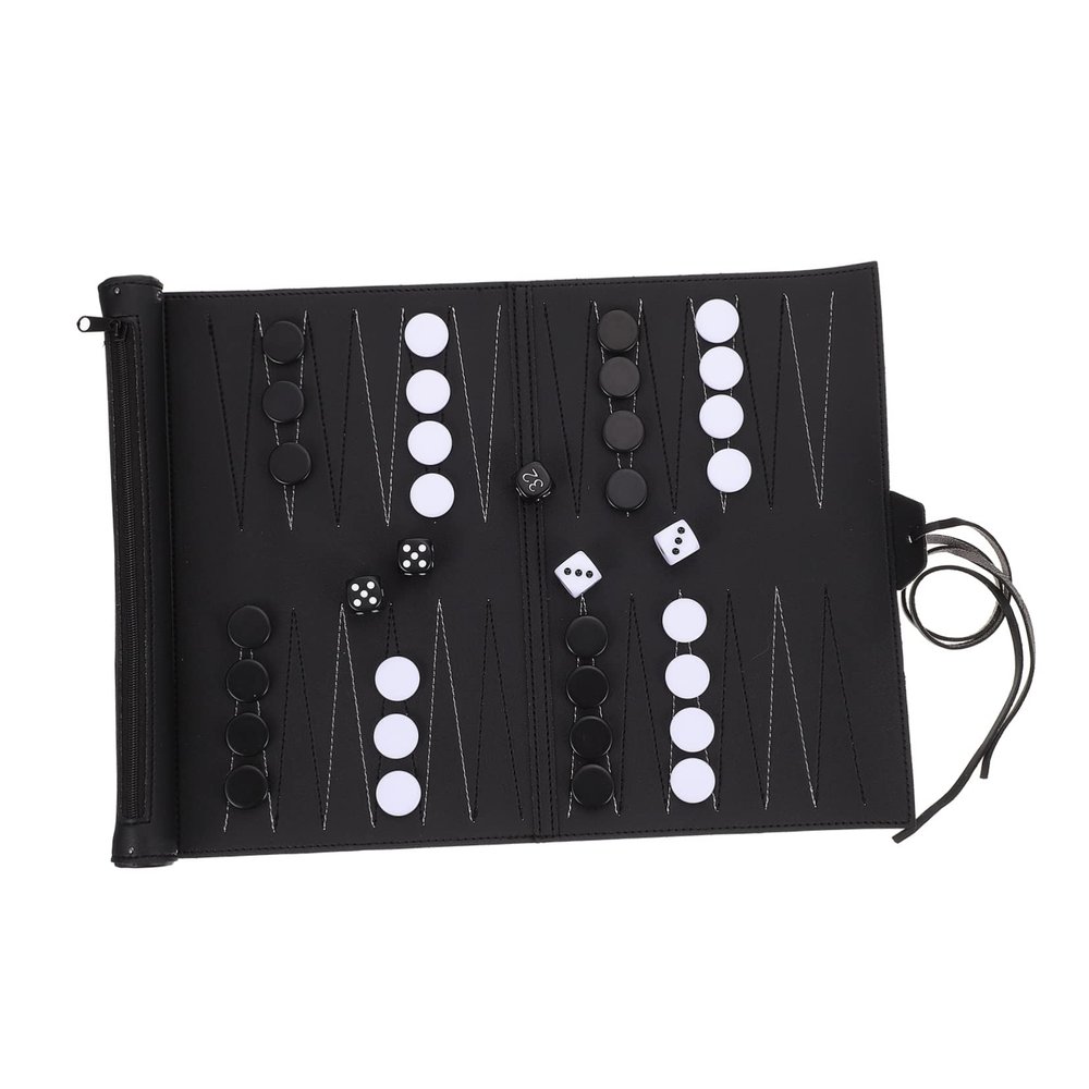 Vaguelly Portable PU Chess Board and Set Compact 2-in-1 Game for Travel and Family Fun for Beginners and Game Enthusiasts