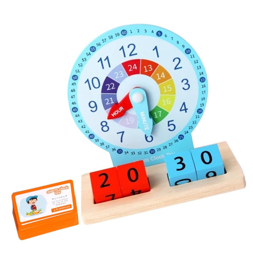 VANZACK 1 Set Wooden Educational Clock for Learning Clock for Portable and Shape Recognition for Home and Classroom Use