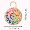 Fonowx Teaching Analog Clock for Kids Hanging School Educational Toy Easy to Read Classroom Wooden Non Ticking Silent view 3