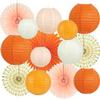 15Pcs Autumn Pink and Orange Party Decorations, Hanging Orange Paper Lanterns Honeycomb Paper Fans Triangle Flag Banner for Girls Women Baby Shower One Sweet Peach Birthday Thanksgiving Party Decor view 1
