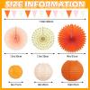 15Pcs Autumn Pink and Orange Party Decorations, Hanging Orange Paper Lanterns Honeycomb Paper Fans Triangle Flag Banner for Girls Women Baby Shower One Sweet Peach Birthday Thanksgiving Party Decor view 2