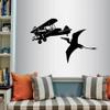 Airplane and Pterodactyl Wall Vinyl Decal Aircraft Art Sticker Plane Dinosaur Boys Kids Nursery Bedroom Playroom Wall Decor 42x28cm view 1