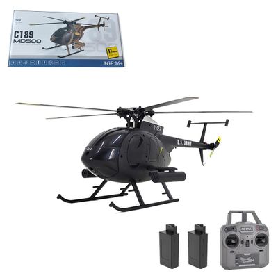 C189 MD500 Remote Control Helicopter for Adults, 1/28 Scale 4CH Single-Rotor Helicopter with 6-Axis Gyro and Brushless Motor, 2.4GHz RC Aircraft RTF with Optical Flow Localization (2 Batteries)