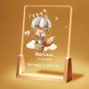Fallover Personalized Night Light - Custom Acrylic LED Lights with Name & Date - Christmas Day Baptism Birthday Gifts for Kids, Customized Baby Girl Boy Gifts, Baby Nursery Decor - Clouds & Animals 01 view 1