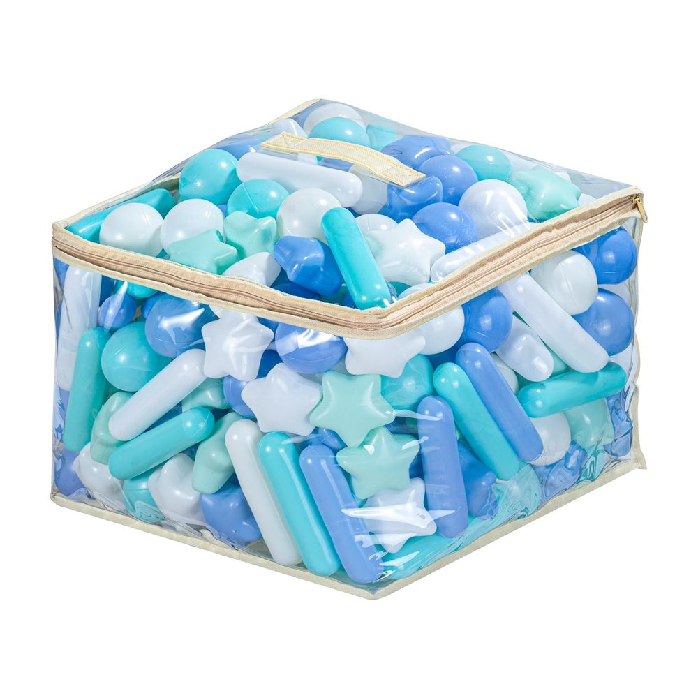 Ball Pit Balls for Kids, Pool Toys Thicken Soft Plastic Balls for Ball Pit BPA Free Toddler Toy 3 Shapes (Balls, Star, Stick) Mixed White Blue Green 200pcs