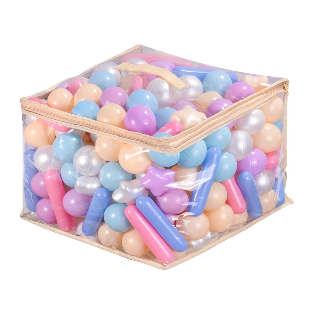 Ball Pit Balls for Kids, Pool Toys Thicken Soft Plastic Balls for Ball Pit BPA Free Toddler Toy 3 Shapes (Balls, Star, Stick) Mixed Light Purple Series 500pcs