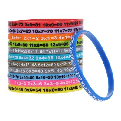 Abaodam 12pcs Silicone Wristband Boys and Girls Bracelet Multiplication Formula Erasable Student Wrist Ornament Decorative Band