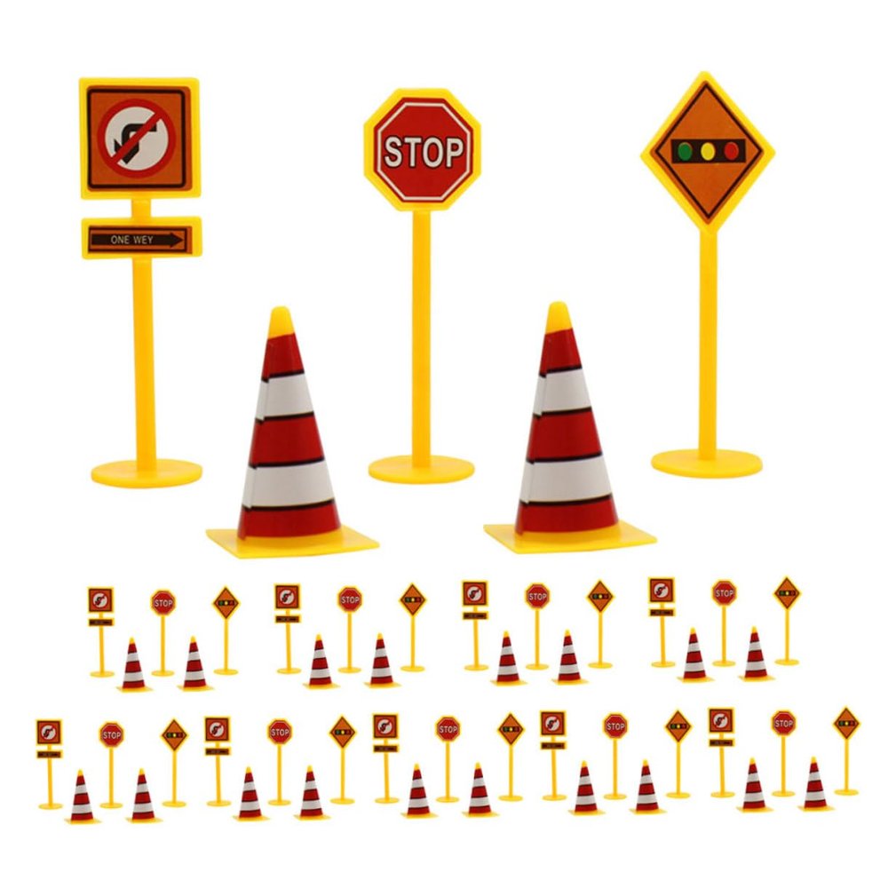 CORHAD 10sets Educational Traffic Toys for Boys and Girls Road Sign Models Miniature Traffic Light Decor