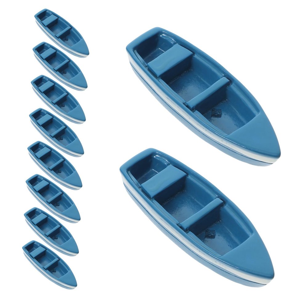 DECHOUS Miniature Yacht Decor 10-Piece Resin Boat Set for Fairy Garden and Coastal Home Decoration Nautical Models for Dollhouse and Beach Theme