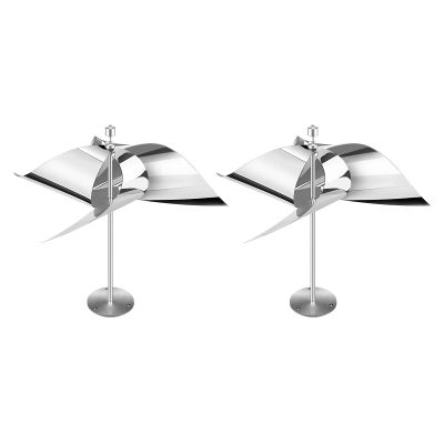 2PCS Reflective Windmill Bird Deterrent Reflective Wind Weatherproof Aluminum for Outdoor Gardens Fence Roofs Repel Pigeons Sparrows and