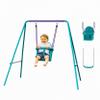 Plum 2 in 1 Toddler Swing Sets For Backyard, Baby Swing Outdoor/Indoor Playground, Bucket Swing Seat with Adjustable Rope and Safety Harnesss, Sturdy, Easy Assembly, Ages 12 Months and Up, Purple/Teal view 1