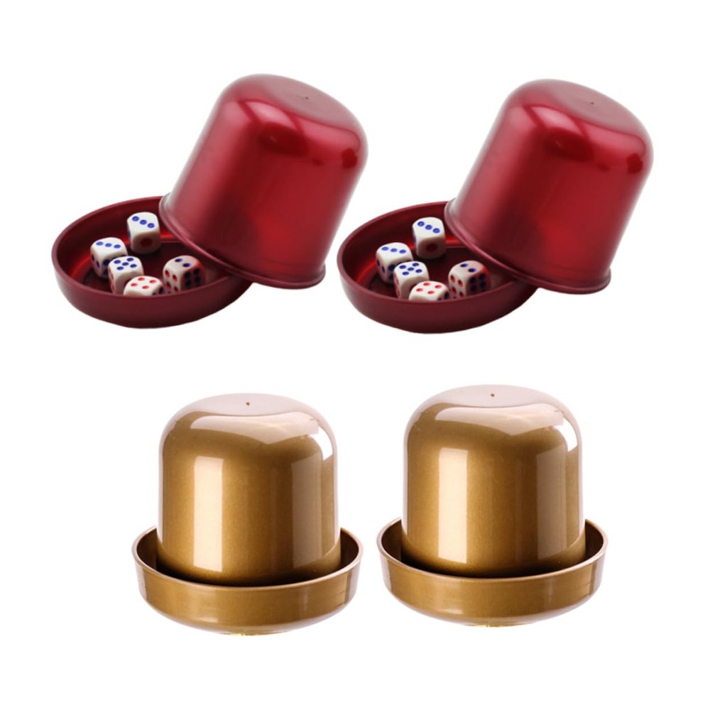 VANZACK 4 Sets Dice Cups with Gaming Dices Sturdy Design for Ktv Parties Fun Board Game Accessories Present for Family and Friends