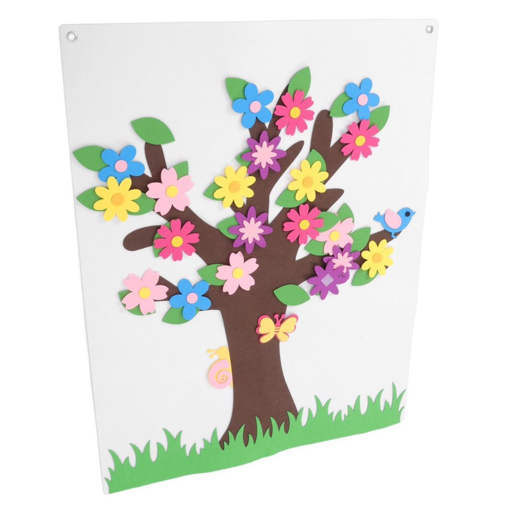 ERINGOGO Felt Story Board Set for Kids Flower Tree Decor Butterflies Preschool Wall Decoration for Classroom and Home Interactive Felt Activities for Toddlers