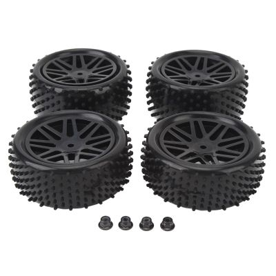 4PCS 1/10 RC Wheels Tires Set for Rough Terrain, Stability and Flexibility, Excellent Traction, Durability, Compatible with