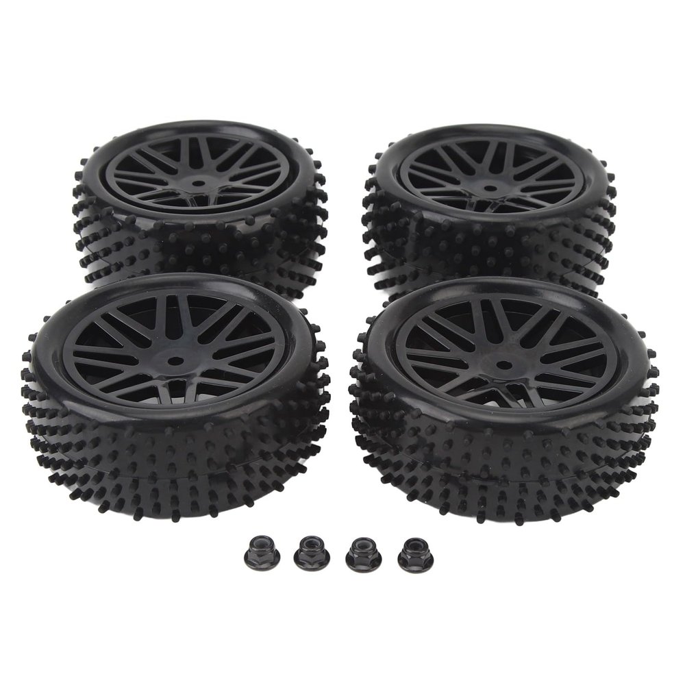 4PCS 1/10 RC Wheels Tires Set for Rough Terrain, Stability and Flexibility, Excellent Traction, Durability, Compatible with