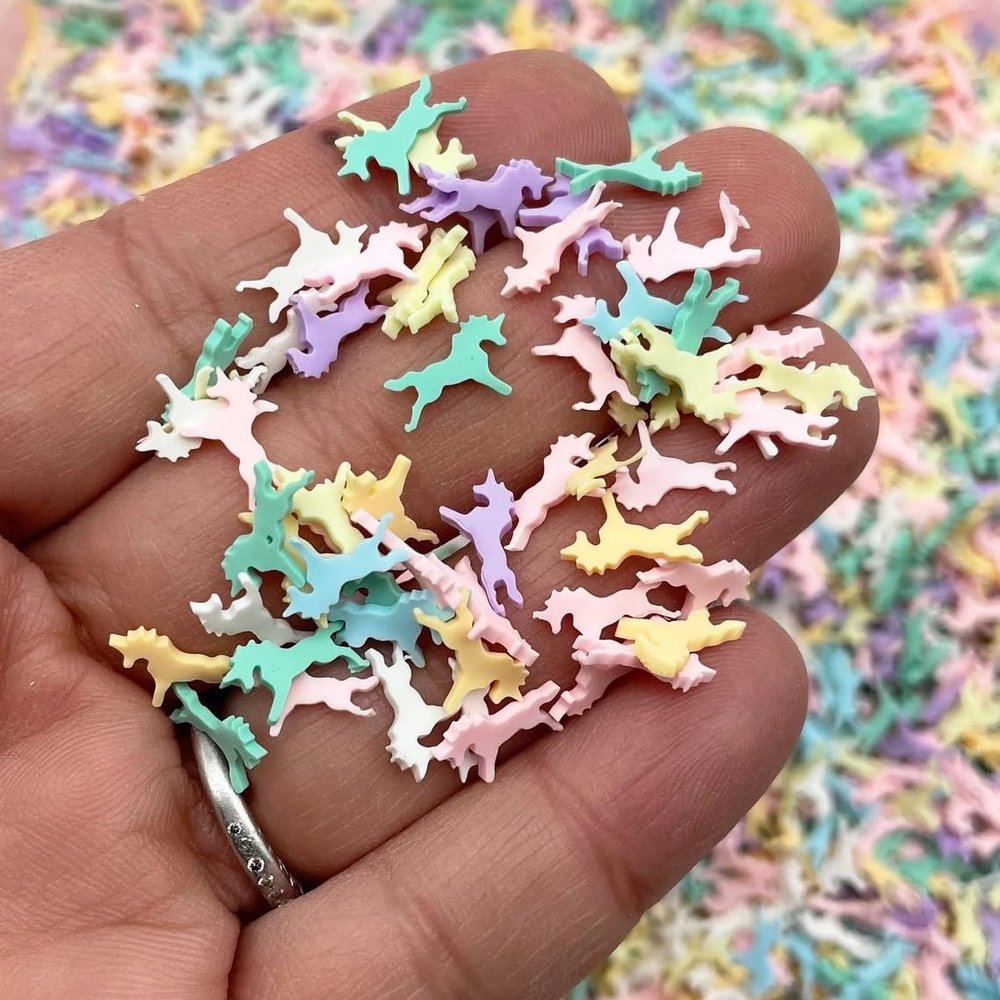Pastel Unicorn Polymer Clay Slices, Kawaii Fake Sprinkles for Resin, Slime, Nail Art, Miniature Crafts (Non Edible) (30 gram bag)