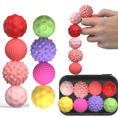 Large Magnetic Sensory Fidget Ball Toy, 8Pcs Silicone Sensory Stress Relief Toys for Adults, Teens with Autism, ADHD, Anxiety, Stocking Stuffers for Women Men Teen Gift (Red and Candy, Large)