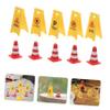 SKISUNO 10pcs Miniature Traffic Cones and Signs Early Learning Road Construction Props for DIY Table Scenes and Traffic Education view 4