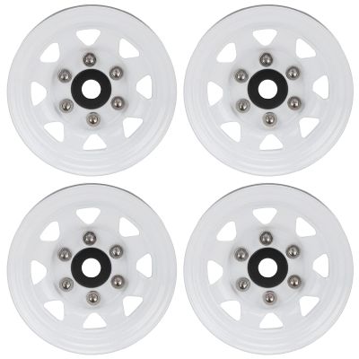 4 Pcs 1.55 Inch RC Wheel Hubs, Simulation, Zinc Alloy Material, Installation, Compatible with AX90069 Crawlers (White)