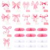 12pcs Pink Bow Honeycomb Centerpieces, Coquette Birthday Decorations 3D Cute Bow Table Toppers Decor for Bachelorette Wedding Bridal Shower Engagement Girls Party Supplies view 1