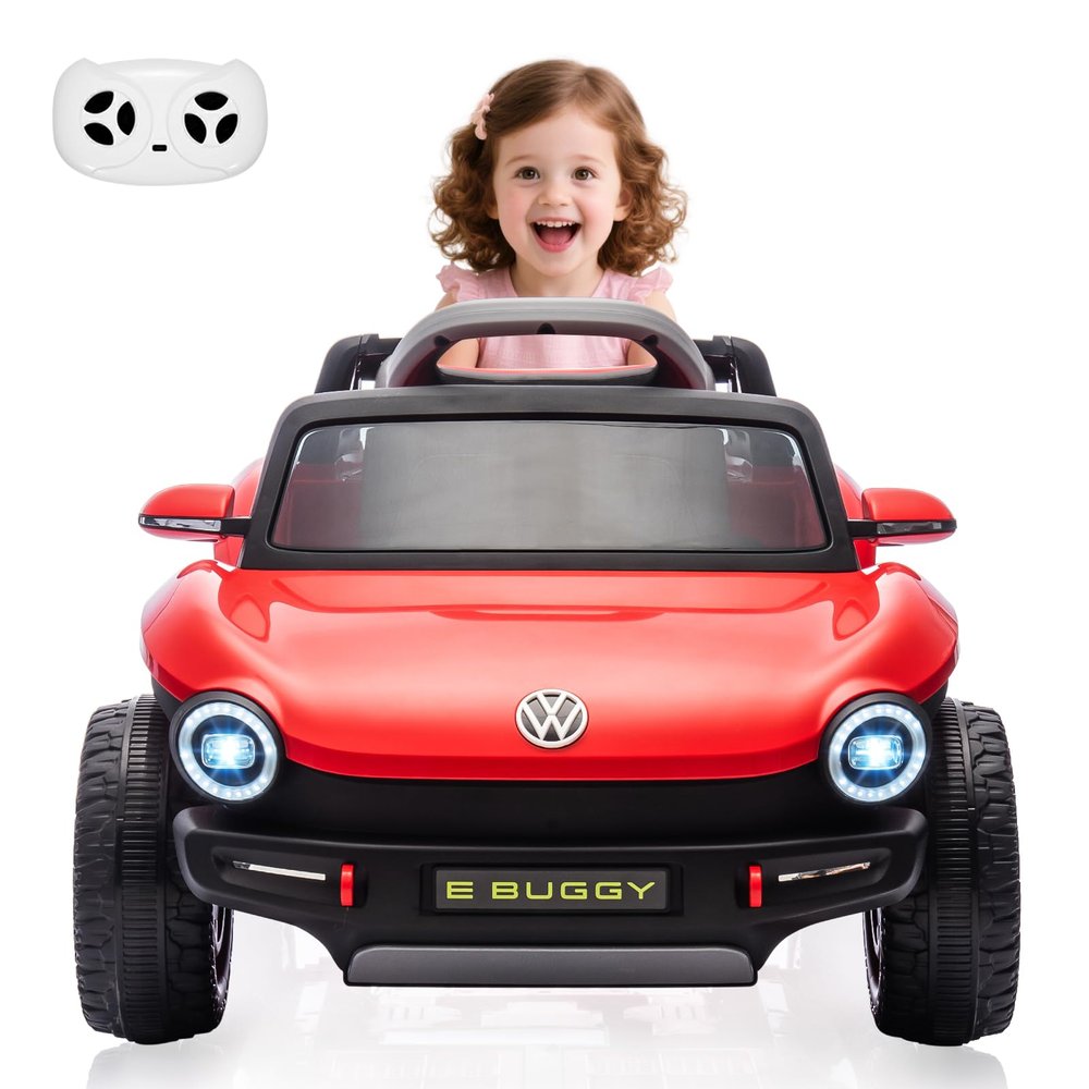 Ride On Car, Licensed Volkswagen Beetle Electric Toy Car for Kids,Toddler Electric Vehicle with Parental Remote,Lights, USB, Horn, Music, 4 Wheeler for Boy Girl Gift(Red)