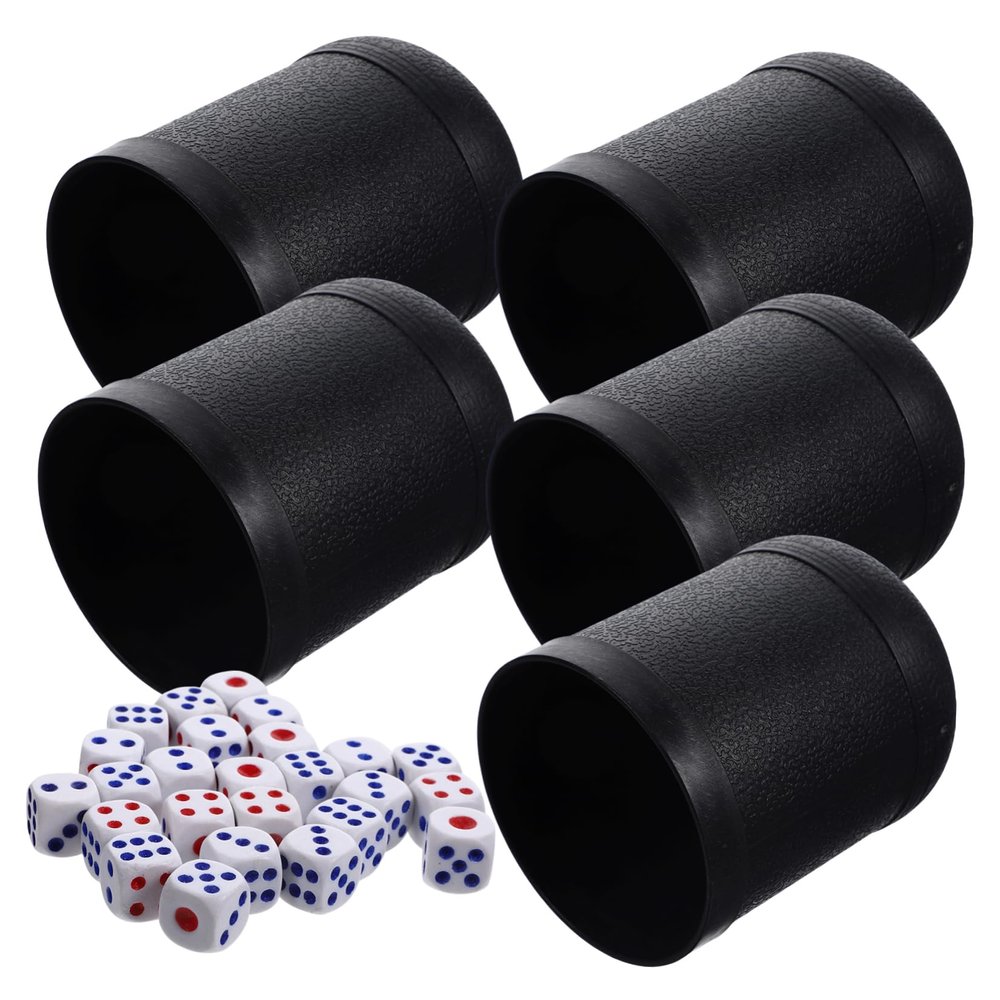 Abaodam 5 Sets Plastic Dice Cup Shaker with Dice Mini Shaker Cups for Party Games Indoor Entertainment and Table Games Compact and Portable