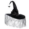 EPIPHQNY Beanie, Halloween Witch Hat with Mesh Spiderweb Wizard Hat Unisex Pointed Witch Caps Teens Cosplay Costume Headpiece view 1