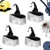 EPIPHQNY Beanie, Halloween Witch Hat with Mesh Spiderweb Wizard Hat Unisex Pointed Witch Caps Teens Cosplay Costume Headpiece view 2