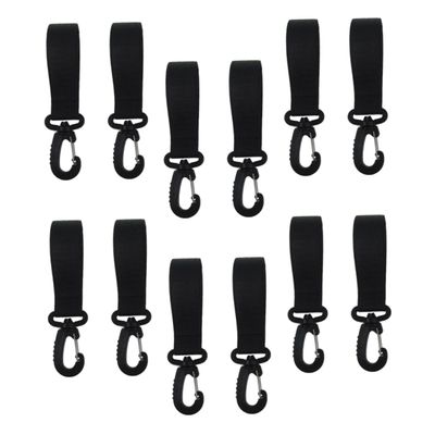 BESPORTBLE 12pcs Stroller Hooks for Diaper Bags Black Universal Hanging Clips Rotatable Bag Hangers for Nursery Accessories