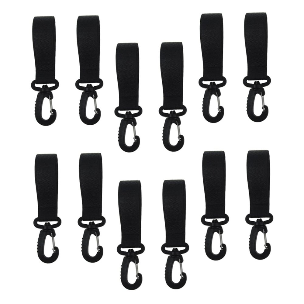 BESPORTBLE 12pcs Stroller Hooks for Diaper Bags Black Universal Hanging Clips Rotatable Bag Hangers for Nursery Accessories