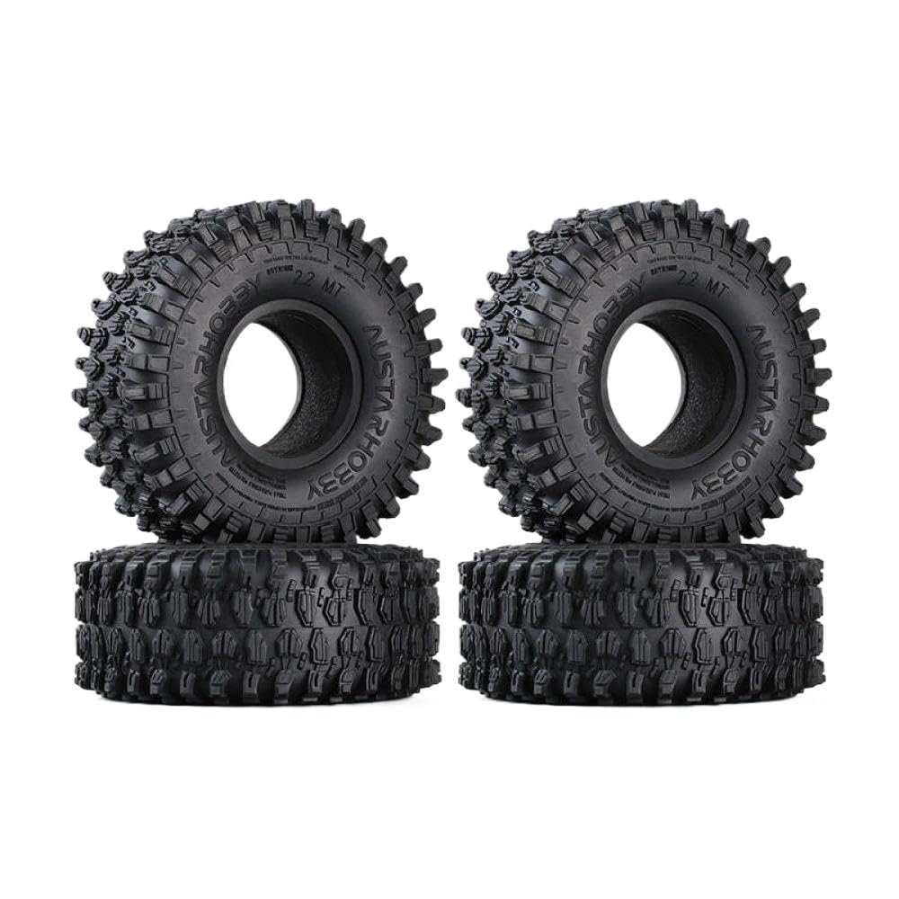 1.9/2.2 Inch Rubber Tires Compatible with 1:10 Scale RC Rock Crawlers Compatible with Bronco D110 90046 CC01 TF2 YK Set of 4(2.2 130x46mm 4pcs)