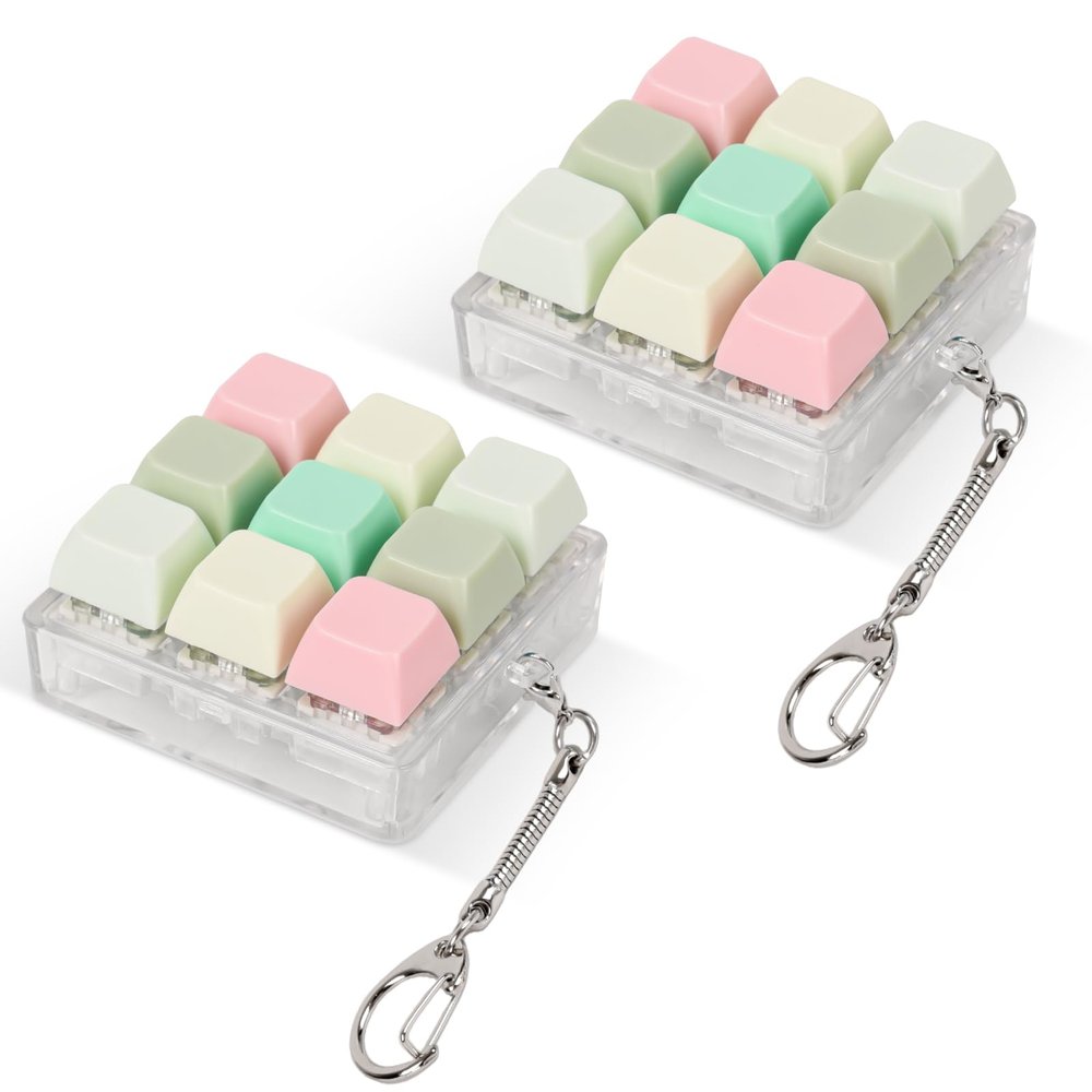 2 Pcs Keyboard Fidget Toy, Clicker Fidget for Adults, 9 Keys Relieve Stress and Anxiety Decompression Keyboard Fidget Keychain