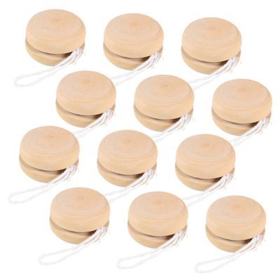 Abaodam 12pcs DIY Wooden Yo-yo Balls Boys and Girls Balls Unfinished Toy for Craft Projects