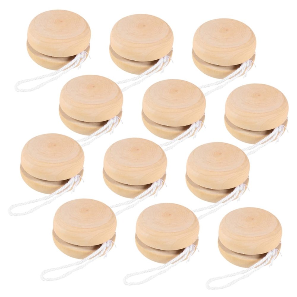 Abaodam 12pcs DIY Wooden Yo-yo Balls Boys and Girls Balls Unfinished Toy for Craft Projects