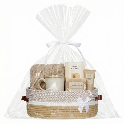 Colingmill Easter Large Woven Basket for Gifts Empty Set with Gift Bags and Ribbon Easter Gift Baskets and Wrapping Set Storage 14"x 10"x 5.5" Decorative Box for Wedding Baby Shower(Brown)