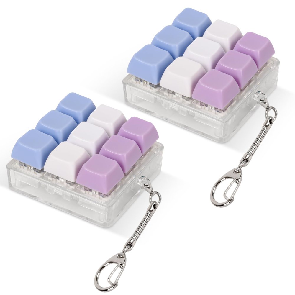 2 Pcs Keyboard Fidget Toy, Fidget Clicker Keyboard Keychain, Loud Keyboard Fidget for Adult to Relife Stress Pass Time