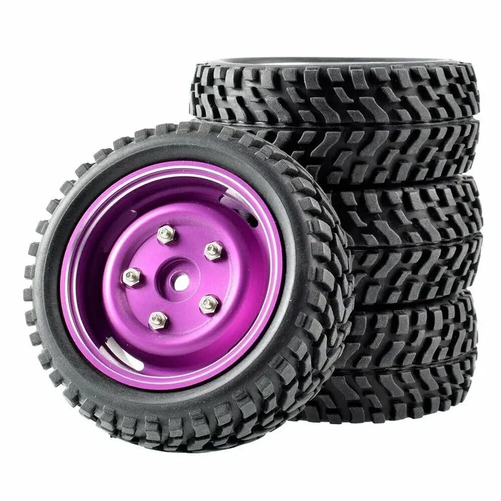 Aluminum Wheel Insert Sponge RC Grip Tires 4PCS Compatible with 1:16 Speed Short Models(Purple 4pcs)