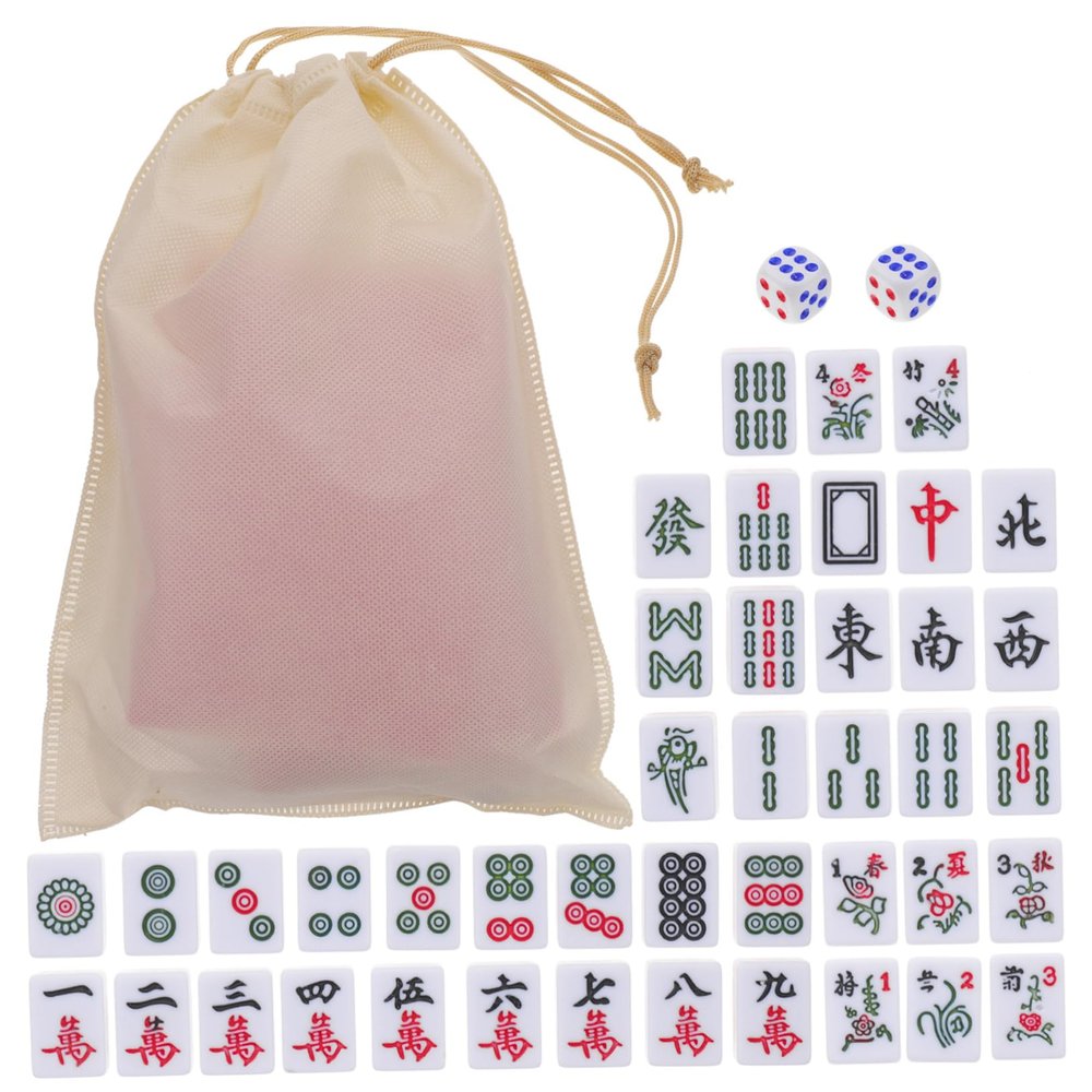 BESPORTBLE Mini American Mahjong Tiles Travel Game Portable Mahjong Set for Home Party Entertainment Traditional Chinese Majong Set