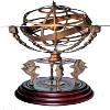 Antique Brass 18-Inch Armillary Sphere with Zodiac Engravings Celestial Globe on Wooden Base view 1