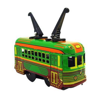 KONTONTY 1Pc Vintage Iron Tramcar Wind Up Cute Cartoon Clockwork Design and Safe for Collectors and Home Decoration