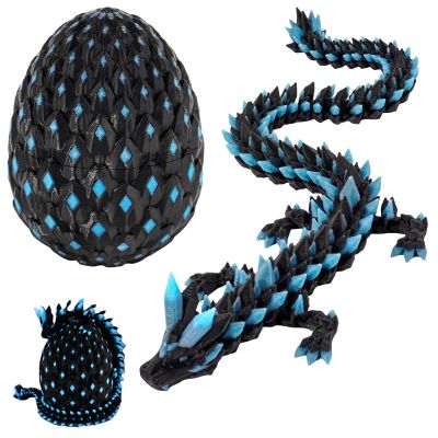 3D Printed Glowing Dragon Egg  Articulated Fantasy Dragon Figurine, Glow in The Dark Collectible, 3D Printed Dragon Egg Gift for Fans & Collectors (Midnight Obsidian)