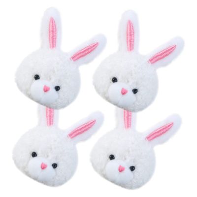 AKOOSY 4pcs Plush Rabbit Brooch Cute Diy Hair Band Accessories Soft Stuffed Bunny Charms for Clothes Bags and Crafts Plush Toy Embellishments